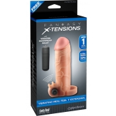 Телесная вибронасадка с кольцом  Vibrating Real Feel 1 Extension - 14 см. - Pipedream - в Раменском купить с доставкой