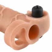 Телесная вибронасадка с кольцом Vibrating Real Feel 2 Extension - 16 см. - Pipedream - в Раменском купить с доставкой