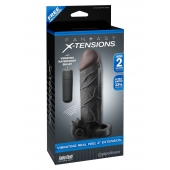 Чёрная вибронасадка с кольцом Vibrating Real Feel 2 Extension - 16 см. - Pipedream - в Раменском купить с доставкой