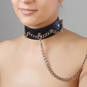 Чёрный ошейник из натуральной кожи - Sitabella - купить с доставкой в Раменском