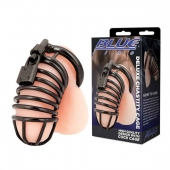 Черная металлическая клетка с замком Deluxe Chastity Cage - BlueLine - купить с доставкой в Раменском