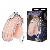 Серебристая металлическая клетка с анальным стимулятором Cock Cage - BlueLine - купить с доставкой в Раменском