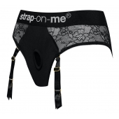 Черные трусики для насадок Diva Lingerie Harness - size S - Strap-on-me - купить с доставкой в Раменском