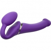 Фиолетовый безремневой вибрострапон Vibrating Bendable Strap-On - size L - Strap-on-me - купить с доставкой в Раменском