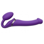 Фиолетовый безремневой вибрострапон Vibrating Bendable Strap-On - size L - Strap-on-me - купить с доставкой в Раменском