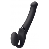 Черный безремневой вибрострапон Silicone Bendable Strap-On - size XL - Strap-on-me - купить с доставкой в Раменском