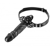Черный кляп-фаллоимитатор Double Penis Gag - Fetish Tentation - купить с доставкой в Раменском