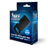 Черная открытая насадка на пенис с кольцом для мошонки XXXL-size - 9,9 см. - Sex Expert - в Раменском купить с доставкой