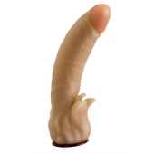 Телесная гелевая насадка-фаллос с клиторальными лепестками - 18,5 см. - LOVETOY (А-Полимер) - купить с доставкой в Раменском