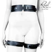 Черный кожаный пояс с гартерами - S-M - Notabu - купить с доставкой в Раменском