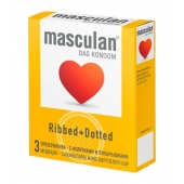 Презервативы с колечками и пупырышками Masculan Ribbed+Dotted - 3 шт. - Masculan - купить с доставкой в Раменском