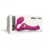 Ярко-розовый безремневой страпон Multi Orgasm Size S с клиторальной стимуляцией - Strap-on-me - купить с доставкой в Раменском