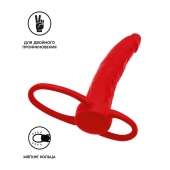 Красная насадка на пенис для двойного проникновения Black Red - 16,5 см. - ToyFa - купить с доставкой в Раменском