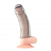 Текстурированная насадка на пенис Clear Textured Penis Enhancing Sleeve Extension - 16,5 см. - BlueLine - в Раменском купить с доставкой