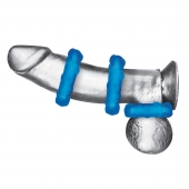 Комплект из трех голубых эрекционных колец 3-Pack Ribbed Rider Cock Ring Set - BlueLine - в Раменском купить с доставкой