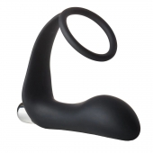 Черное эрекционное кольцо с вибропробкой Vibrating Anal Plug With Cockring - Dream Toys - в Раменском купить с доставкой