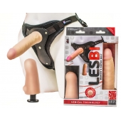 Телесный страпон Harness LESBI с вагинальной пробкой - 16,5 см. - LOVETOY (А-Полимер) - купить с доставкой в Раменском