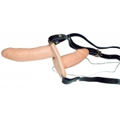 Телесный женский страпон с вагинальной пробкой Strap-On Duo - 15 см. - Orion - купить с доставкой в Раменском