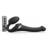Черный безремневой страпон Multi Orgasm Size S с клиторальной стимуляцией - Strap-on-me - купить с доставкой в Раменском