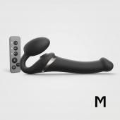 Черный безремневой страпон Multi Orgasm Size M с клиторальной стимуляцией - Strap-on-me - купить с доставкой в Раменском