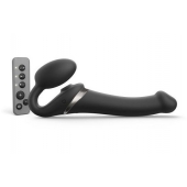 Черный безремневой страпон Multi Orgasm Size M с клиторальной стимуляцией - Strap-on-me - купить с доставкой в Раменском