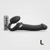 Черный безремневой страпон Multi Orgasm Size L с клиторальной стимуляцией - Strap-on-me - купить с доставкой в Раменском