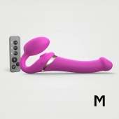 Ярко-розовый безремневой страпон Multi Orgasm Size M с клиторальной стимуляцией - Strap-on-me - купить с доставкой в Раменском