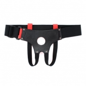 Красные кожаные трусики для страпона - БДСМ Арсенал - купить с доставкой в Раменском