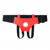 Красные кожаные трусики для страпона - БДСМ Арсенал - купить с доставкой в Раменском