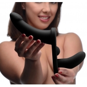 Черный вибрострапон Double Take 10X Double Penetration Vibrating Strap-on Harness - XR Brands - купить с доставкой в Раменском