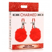 Красные зажимы на соски с помпонами Pom Pom - XR Brands - купить с доставкой в Раменском