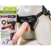 Страпон-унисекс с двумя насадками UNI strap 7  Harness - 19 и 16 см. - LOVETOY (А-Полимер) - купить с доставкой в Раменском