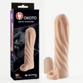 Телесная насадка-удлинитель Okoto со спиралевидным рельефом - 16 см. - Sitabella - в Раменском купить с доставкой