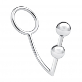 Кольцо на пенис с анальным стимулятором Two Bead Stainless Steel Anal Hook   Cock Ring - BlueLine - в Раменском купить с доставкой
