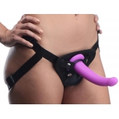 Лиловый поясной страпон Navigator Silicone G-Spot Dildo with Harness - 17,8 см. - XR Brands - купить с доставкой в Раменском