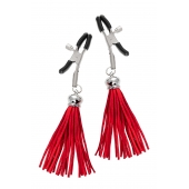 Зажимы на соски «Прищепки» с красными кисточками из замши - Pecado - купить с доставкой в Раменском