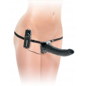 Черный страпон с вагинальной пробкой Deluxe Vibrating Penetrix Strap-On - 19 см. - Pipedream - купить с доставкой в Раменском