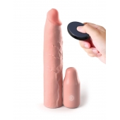 Телесная вибронасадка на член 3  Vibrating Mega X-tension with Remote - 22,9 см. - Pipedream - в Раменском купить с доставкой