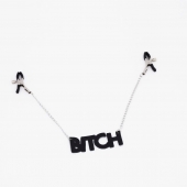 Зажимы на соски с кожаной подвеской Bitch - Crazy Handmade - купить с доставкой в Раменском