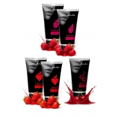 Набор из 5 съедобных лубрикантов JUJU (клубника х 2, малина х 2, вишня) - JuJu - купить с доставкой в Раменском