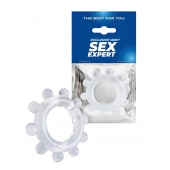 Прозрачное эрекционное кольцо со стимулирующими шариками - Sex Expert - в Раменском купить с доставкой