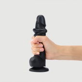 Черный фаллоимитатор Sliding Skin Realistic Dildo XL с подвижной кожей - 19 см. - Strap-on-me