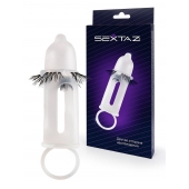 Эластичная насадка на пенис с подхватом мошонки и стимулирующими «ресничками» - Sextaz - в Раменском купить с доставкой