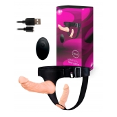 Женский страпон с 2 насадками, вибрацией и пультом ДУ - Erowoman-Eroman - купить с доставкой в Раменском