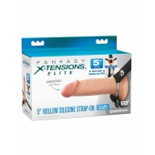 Телесный пустотелый фаллопротез 5’’ Hollow Silicone Strap-On - 14 см. - Pipedream - купить с доставкой в Раменском