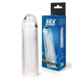 Прозрачная закрытая насадка на пенис с ребрышками - 16 см. - Sex Expert - в Раменском купить с доставкой