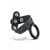 Черное эрекционное кольцо с подхватом мошонки на кнопках VS6 - Blush Novelties - в Раменском купить с доставкой
