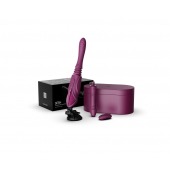 Фиолетовая секс-машина с функцией нагрева, насадками и присоской Sesh - Zalo - купить с доставкой в Раменском