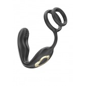 Черная анальная пробка с вращением и эрекционными кольцами - Ibiza - в Раменском купить с доставкой