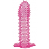 Гелевая розовая насадка с шипами - 12 см. - Toyfa Basic - в Раменском купить с доставкой